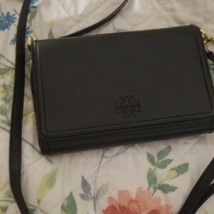 Tory Burch Black Pebbled Leather Crossbody Bag